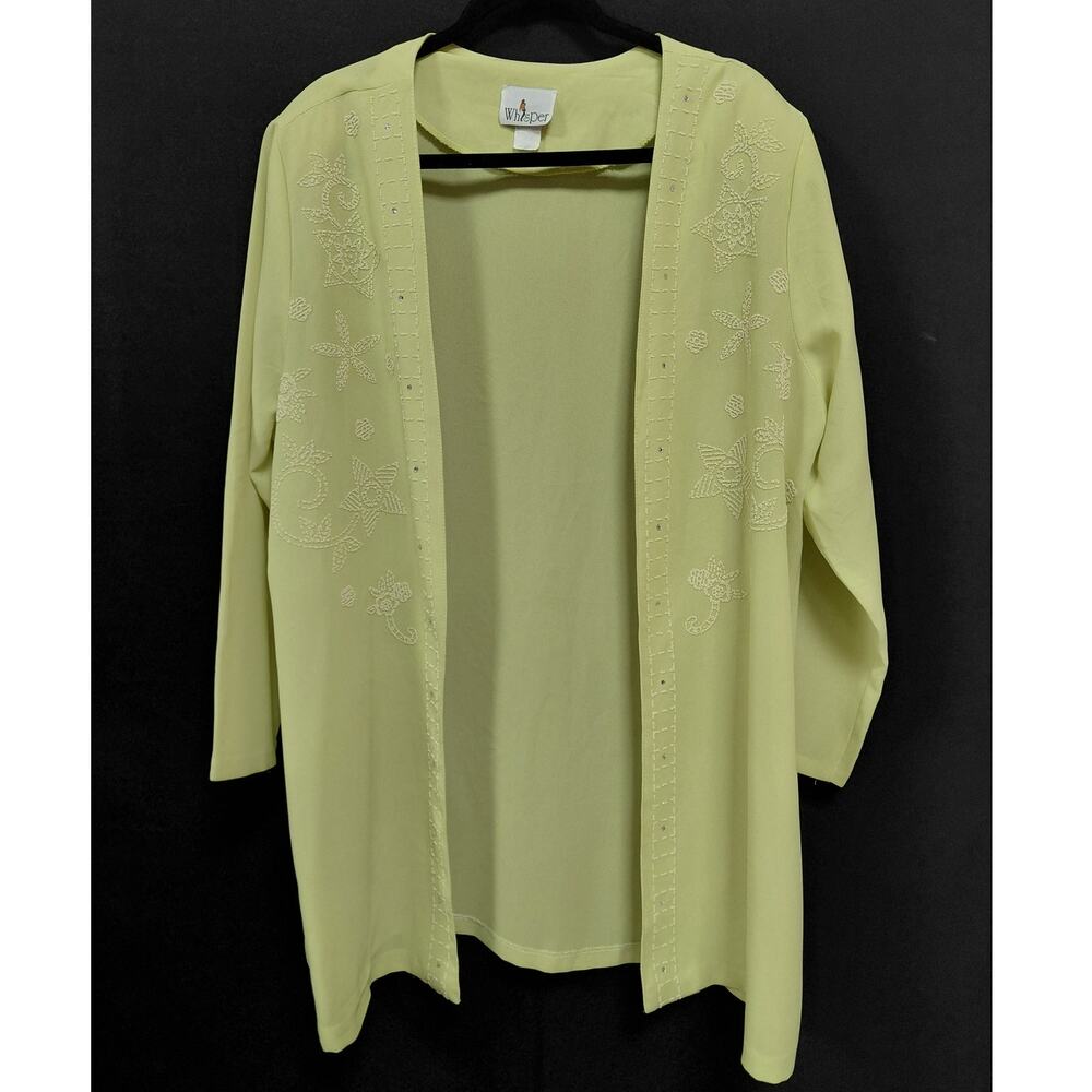 WHISPER Embroidered Open Front Cardigan Women See Measurements